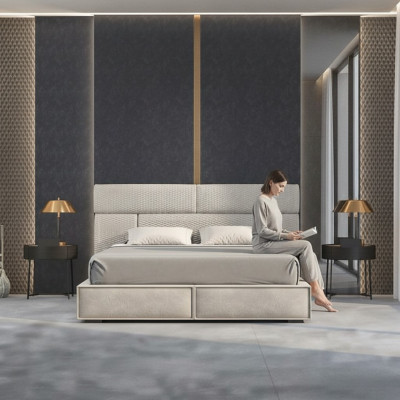 Gray double bed design beds bedroom furniture leather bed wooden frame