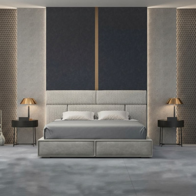 Gray double bed design beds bedroom furniture leather bed wooden frame