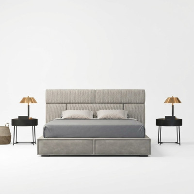 Gray double bed design beds bedroom furniture leather bed wooden frame