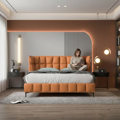 Oranges double bed bedroom furniture textile beds wooden frame stylish