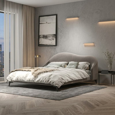 Gray textile bed bedroom beds luxury double beds stylish furniture