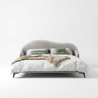Gray textile bed bedroom beds luxury double beds stylish furniture