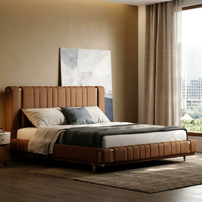 Brown double bed luxury bedroom bed modern beds wooden frame