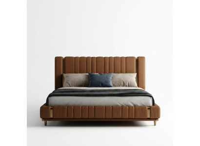Brown double bed luxury bedroom bed modern beds wooden frame