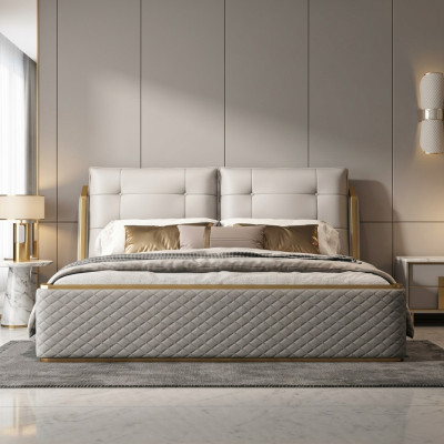 Designer White Bedroom Bed Luxury Double Beds Wood Frame Modern