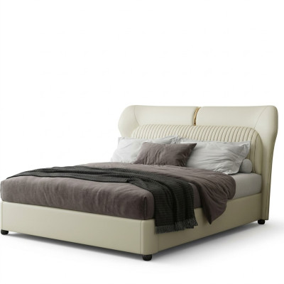 White stainless steel bed modern bedroom beds luxury wooden frame new