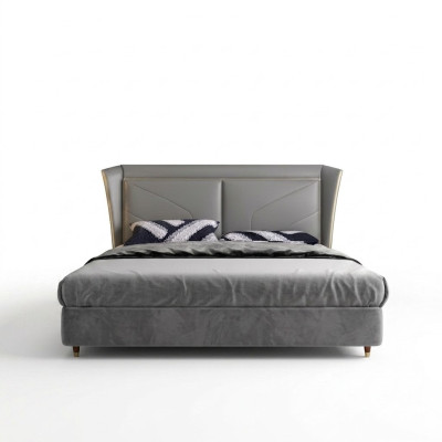 Gray bedroom double bed designer beds wooden frame leather beds