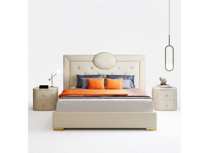 Large white bedroom double bed designer wooden frame modern bed