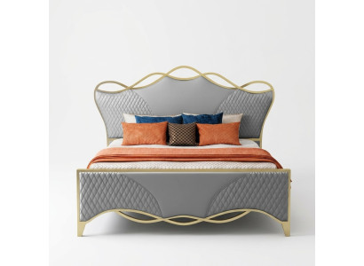 Stylish bedroom bed designer faux leather double bed wooden frame