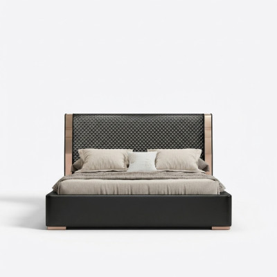 Bedroom beds gray leather bed modern furniture wooden frame beds