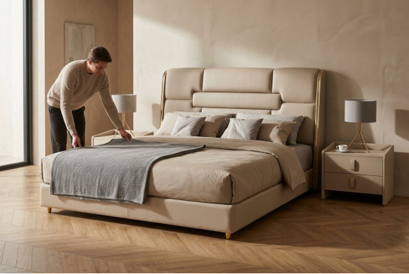 Bedroom furniture designer bed wooden frame double bed modern beds