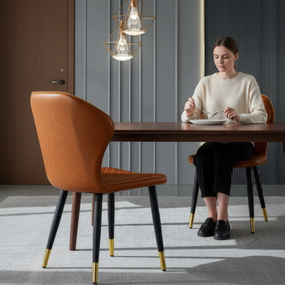 Brown dining room chair modern single seater designer armchair