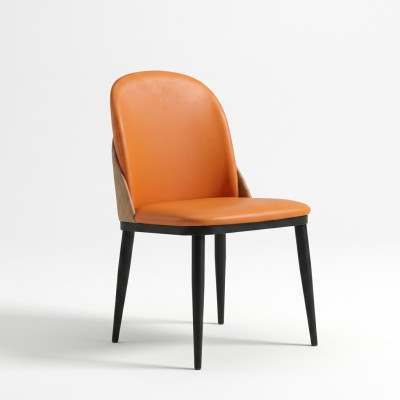 Orange chair dining room furniture designer single-seater wood textile chairs