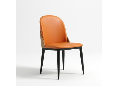 Orange chair dining room furniture designer single-seater wood textile chairs