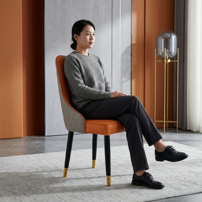 Orange dining room chair wooden chairs modern armless armchairs