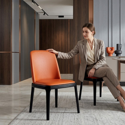 Orange-black dining chair Stylish armchairs Modern wooden chair
