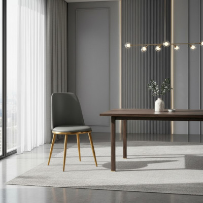 Gray dining chair, 1-seater designer lounge chairs, modern single-seater