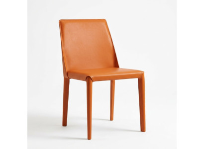 Orange faux leather chair dining room furniture modern chairs wooden frame new