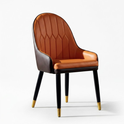 Brown-Orange Dining Chairs Designer Wooden Chairs Modern Armchair