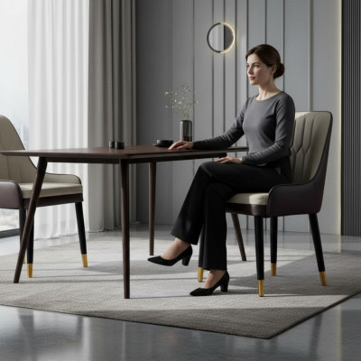 Black and white dining room chair design, faux leather chairs, modern wooden chairs