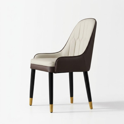 Black and white dining room chair design, faux leather chairs, modern wooden chairs