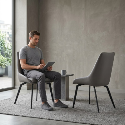 Modern Gray Chair Dining Room Wood Metal Chairs Designer Armchairs