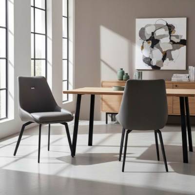 Modern Gray Chair Dining Room Wood Metal Chairs Designer Armchairs