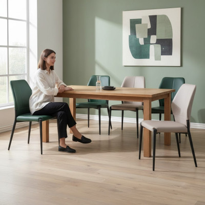 Green designer leather chair modern dining chairs kitchen seating furniture new