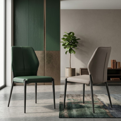 Green designer leather chair modern dining chairs kitchen seating furniture new