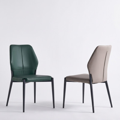 Green designer leather chair modern dining chairs kitchen seating furniture new