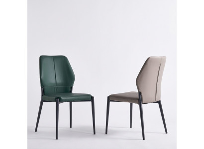 Green designer leather chair modern dining chairs kitchen seating furniture new