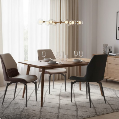 Beige single-seater chairs without armrests dining room chairs kitchen furniture