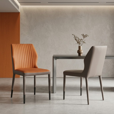 Brown Armchair Dining Chairs Upholstered Single-Seater Luxury Wooden Chairs