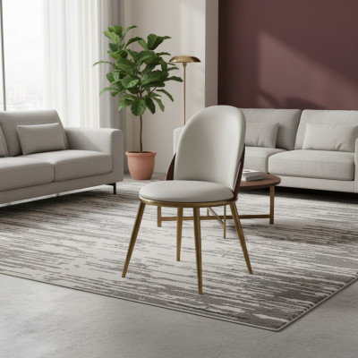 White-Golden Chair Stylish Single-Seater Upholstered Chairs Stainless Steel Chairs
