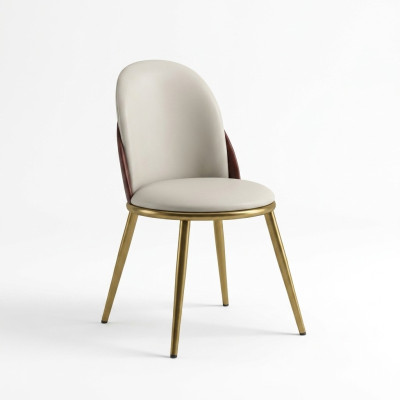 White-Golden Chair Stylish Single-Seater Upholstered Chairs Stainless Steel Chairs