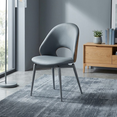 Gray single-seat designer dining upholstered chairs luxury wood furniture new