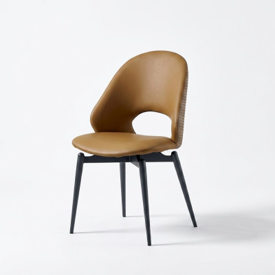 Brown leather chair modern dining room single stylish wood chairs