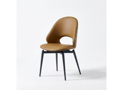 Brown leather chair modern dining room single stylish wood chairs