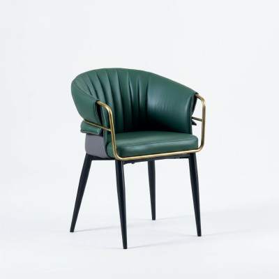 Green dining chair, designer wood legs, faux leather chairs, stainless steel furniture