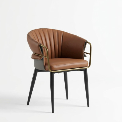 Brown leather chair designer dining room furniture wooden chairs textile chairs