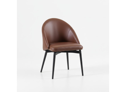 Brown leather chair designer single-seater modern dining room wooden chairs