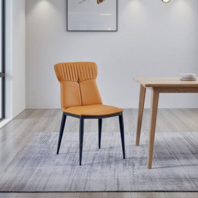 Brown dining chairs, designer faux leather, single-seaters, noble wooden chairs.