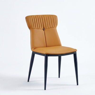 Brown dining chairs, designer faux leather, single-seaters, noble wooden chairs.