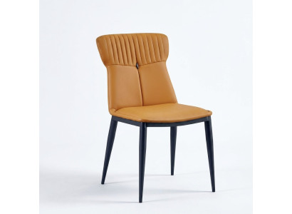 Brown dining chairs, designer faux leather, single-seaters, noble wooden chairs.