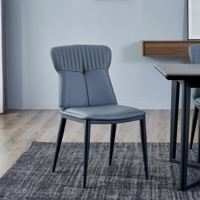 Faux leather seat designer dining room blue chair upholstered chairs single-seater