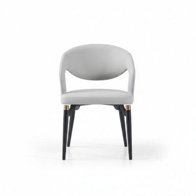 White dining room leather chair stylish single-seater modern wooden frame