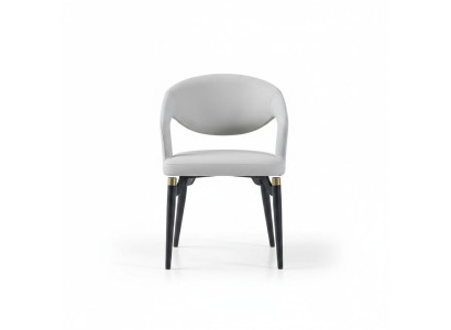 White dining room leather chair stylish single-seater modern wooden frame
