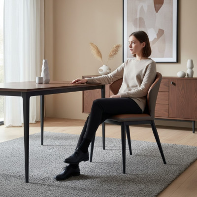 Dining room black-brown chair textile single-seater designer armchairs