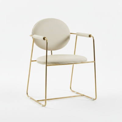 White dining room chair designer stainless steel chair single-seater modern furniture