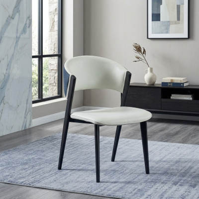 White dining chair luxury textile single-seater leather chairs wooden frame